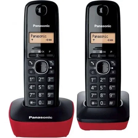 Panasonic KX-TG1612SPR Teléfono Inalámbrico Pack DUO Negro y Rojo Panasonic KX-TG1612SPR Teléfono Inalámbrico Pack DUO Negro y Rojo